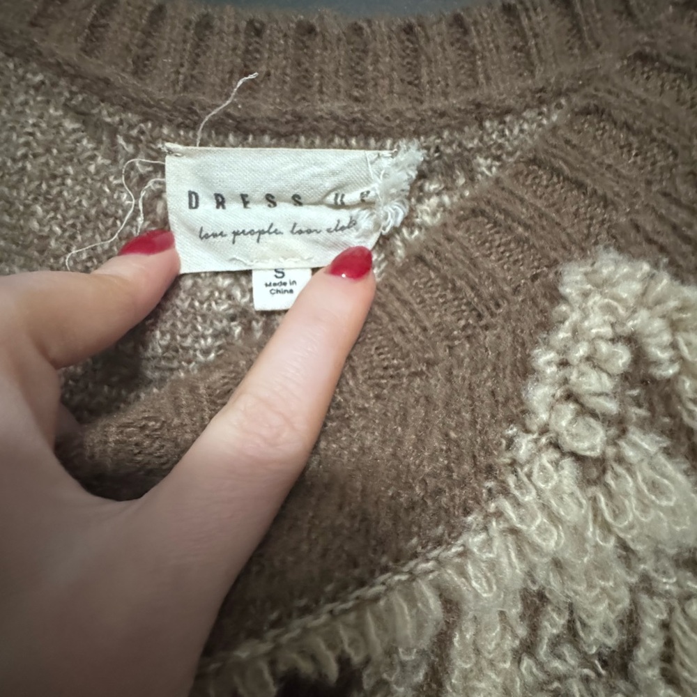 Chic Star Patterned Brown Sweater - image 3